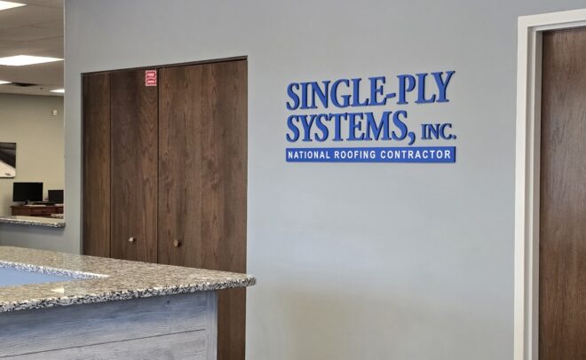 Flat cut PVC letters in different sizes for interior commercial signage