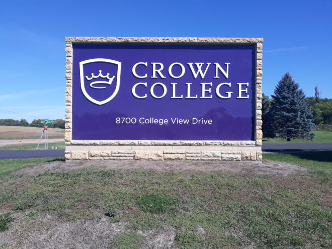 Formed Plastic exterior sign in blue and white