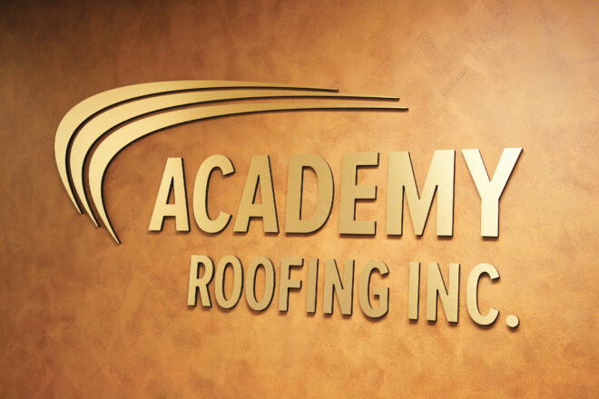 Academy Roofing sign