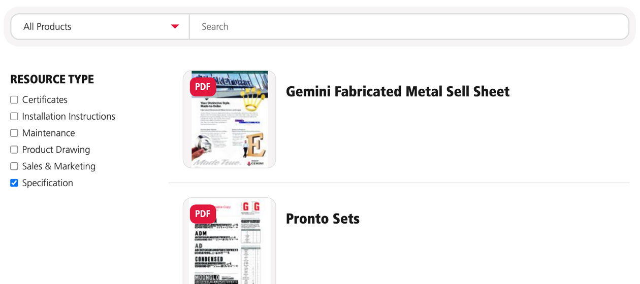 Information for Architects Gemini Signage Gemini